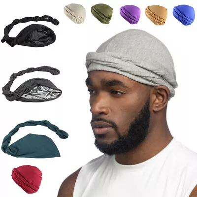 Muslim Durag Turban Head Wrap Men Satin Lined Head Scarf  Hijab Hat Cap Cover □ • $10.46