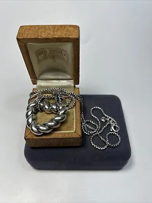 Authentic David Yurman Sterling Silver Cable Heart Pendant Box Chain Necklace • $275