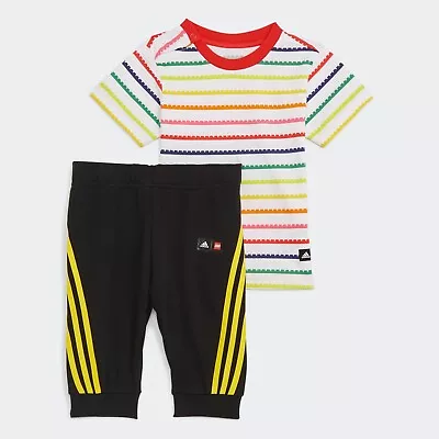 Infant Adidas X Classic LEGO T-Shirt And 3/4 Pant Set In White H65352 RRP £34.99 • £9.99