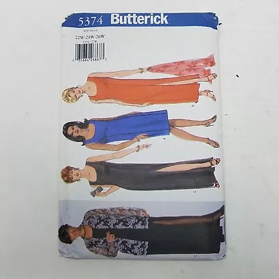 Butterick 5374 Slit Maxi Dress Top Sewing Patterns Womens Size 22W-24W-26W Plus • $24.59