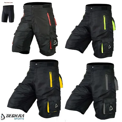 Mens Cycling MTB Shorts Off Road Bicycle Baggy Shorts Detachable Padded Liner • $29.99