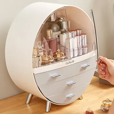 Round Makeup Storage Box Desktop Cosmetic Organizer Drawer Holder Tidy Case Bag • £19.95