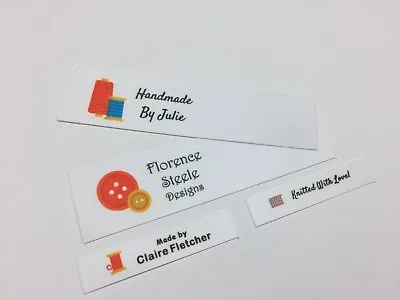 Personalised Sew In Full Colour Motif Name Labels Craft Handmade Made By Sewing • £6.49