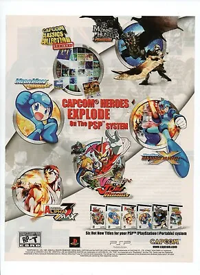 Mega Man Monster Hunter Alpha Max Capcom Heroes PSP - 2006 Video Game Print Ad • $13.64