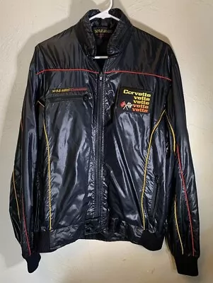 Vintage  Style Auto Competition  Nylon Racing Jacket W/Corvette Patches Large • $65