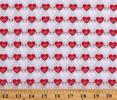 Cotton Hearts Medical Equipment Stethoscope Fabric Print By The Yard D373.40 • $11.95