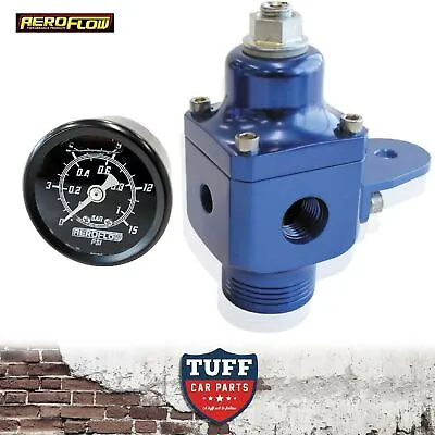 Aeroflow Blue Billet 2 Port 750hp Carby Fuel Pressure Regulator + Gauge 4-12 PSI • $277.18