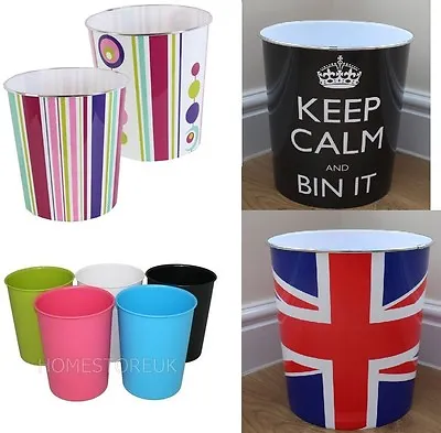 Plastic Waste Paper Bin Basket Dustbin Assorted Colours Office Home Toilet Room • £6.95