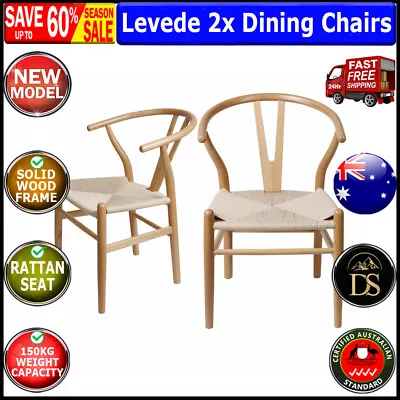 $334.29 • Buy Levede 2x Dining Chairs Wooden Hans Wegner Chair Wishbone Chair Cafe Lounge Seat