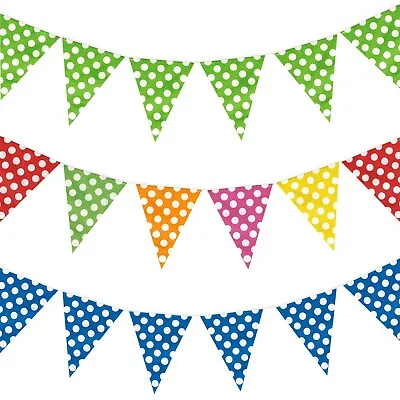 £3.99 • Buy Polka Dot Bunting Multicoloured Birthday BBQ Garden Festival Party - 10m