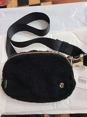 Lululemon Everywhere Belt Bag Black Fleece Gold Hardware LU9B18S One Size NWT • $45