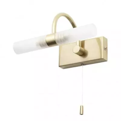 Litecraft Crista Wall Light Bathroom 2 Arm With Pull Switch - Satin Brass • £34.99