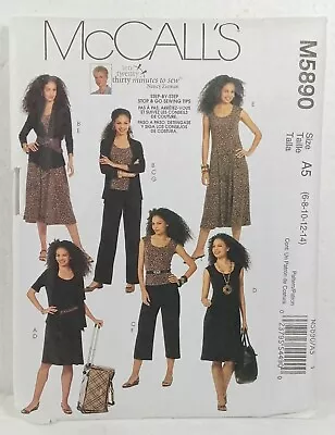 McCall's 5890 Misses Pants Top Jacket Dress  Sewing Pattern Size A5 6-14 Uncut • $5.10