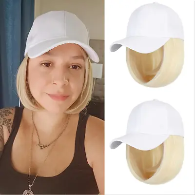 Short Bob Baseball Wig White Hat Wig Cap With 613 Blonde Hair Natural Wigs USA  • $16.14