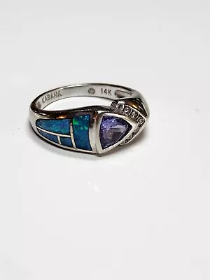 Tanzanite Diamond Fire Opal 14k White Gold Ring Size 6 • $1500