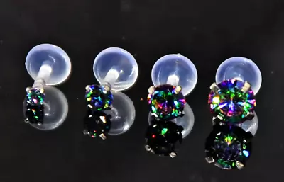 £4.29 • Buy BLACK RAINBOW CRYSTAL Labret Zircon Push In Bioflex Labret Stud Lip Tragus Helix