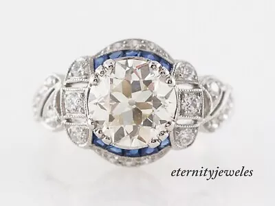 3CT Round Cut Lab-Created Diamond Vintage Art Deco Diamond Ring White Gold Over! • $144.34