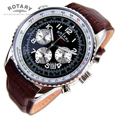 £149.99 • Buy Rotary.Chronospeed .Chronograph Quartz - Brown Leather Strap Watch.. NEW