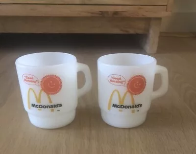 2 Vtg McDonald's Good Morning Stacking Coffee Mugs Fire King Anchor Hocking • $26.95