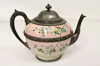 Antique American M&B Co. Manning & Bowman Enamel Pink Tea Pot Pewter Ware • $75