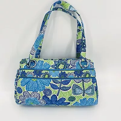 Vera Bradley Women Bag Blue Whitney Daisy Doodle Cotton Quilted Shoulder Purse • $35