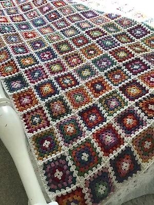 Crochet Throw - Blanket - HANDMADE - Granny Squares - Bright Colours - New • £45