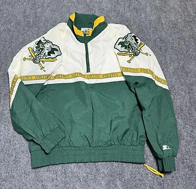 Vintage 90s Oakland Athletics A’s Starter Jacket Windbreaker 1/2 Zip Pullover M • $134.99