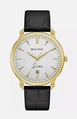 Bulova 97B204 Men's Frank Sinatra Classic Gold Tone Watch  W/ Black Leather Band • $174.99