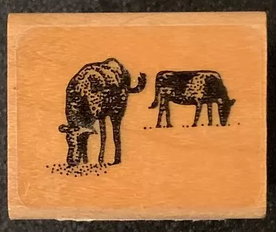 Stampscapes Small Cow Pair Grazing Rubber Stamp • $6.99