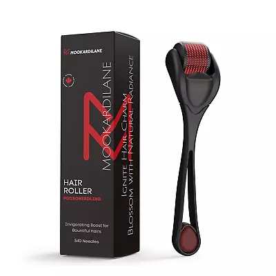 Scalp Hair Roller Black W/Red 540 Stainless Steel Derma Microneedling Roller By  • $18.88