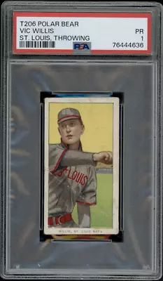 1910 T206 Vic Willis Throwing Polar Bear PSA 1 • $189.99