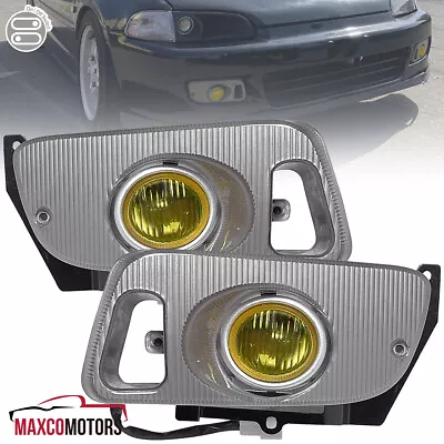 Yellow Fog Lights Fits 1992-1995 Honda Civic 2/3Dr Bumper Lamps+Switch Wiring • $36.49