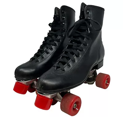 Roller Derby Vintage Men's 11 Black Leather Skates Urethane Wheels 70s 80s Retro • $84.95