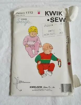 Vtg BABY JOGGING SUIT Kwik Sew 1772 SEWING Pattern S - M - L - XL UNCUT Serger • $9