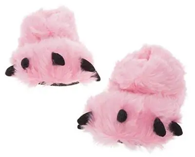  Fuzzy Bear Feet Paw Slippers For Women & Men Big Foot Monster Medium Pink • $42.07