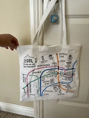 Seoul Subway Map Cotton Tote Bag • $19.95