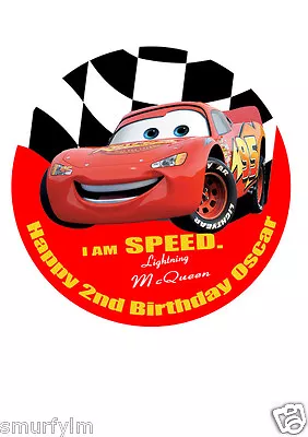 £5.49 • Buy Lightning McQueen Happy Birthday Cake Topper Icing Sugar 7.5  Edible