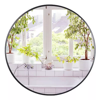 24  Round Mirror Black Metal Frame Bathroom Bedroom Decorative W/Metal Frame  • $31.99