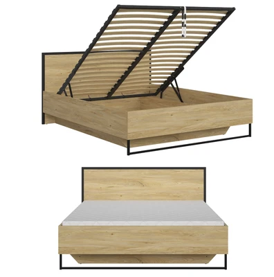 £779.95 • Buy Industrial Lift Up Euro King Bed 160cm Rowan Ash Effect Finish/Black Legs Ramla