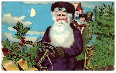 $35.95 • Buy Vintage Purple Robe Santa Driving Car Father Christmas Automobile Postcard - P16
