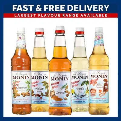 Monin Coffee Syrups SUGAR FREE 1 Litre Bottles - AS USED BY COSTA COFFEE • £13.99