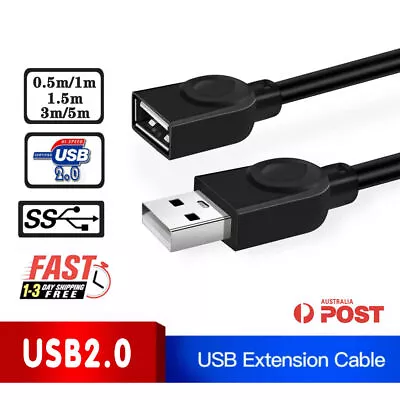 $4.65 • Buy USB Extension Data Cable 2.0 A Male To A Female Long Cord For MacBook & Computer
