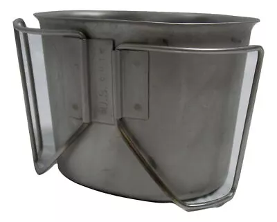 Military Stainless Steel 1 Quart Water Canteen Cup Wire Handle 8465-00-165-6835 • $14.95