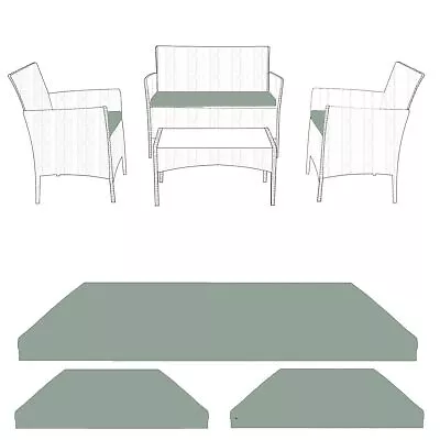 Garden 3pc Rattan Chair Bench Cushion Set Outdoor Sofa Seat Pad Made In UK • £25.99