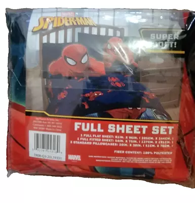 NEW Marvel Spiderman Full  Size Sheet Set - 4 Piece Kid’s Bedding - Micro Fiber • $40.99