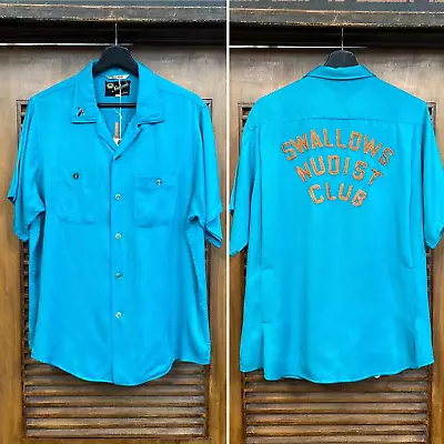 1950’s Bowling Shirt King Louie Gabardine Nudist Club Rockabilly Swing L XL • $445