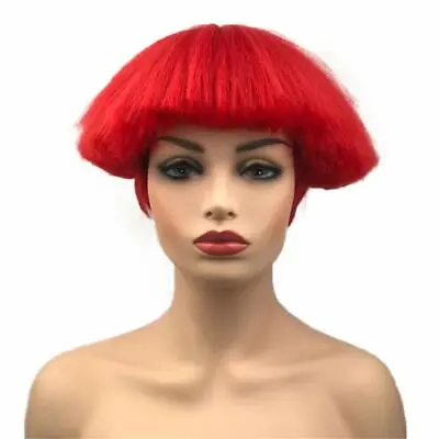 Short Straight Synthetic Wigs Blonde Green Mushroom Head Wig Bowl Haircut Wigs  • $15.03