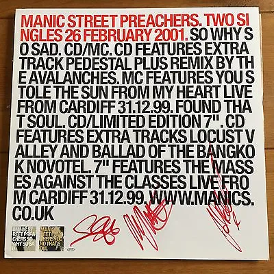 Manic Street Preachers - So Why/found  12 X12  Flat Promo Art Signed Autographed • £37.95