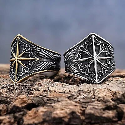 Vintage Viking Compass Signet Ring Men Gold Compass Ring For Mens Wome Silver • $15.70