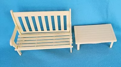 Vtg  1995 Mattel Barbie Summer Patio Bench Table Set Lot Of 2 Pieces • $19.99